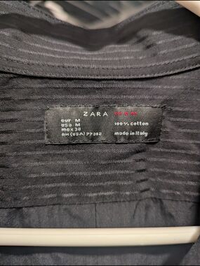Zara Man Black Textured Stripe Shirt